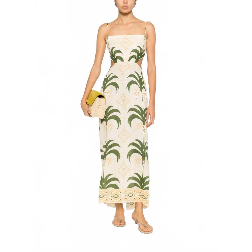 NEW JOHANNA ORTIZ tactile winds dress in ecru/ green